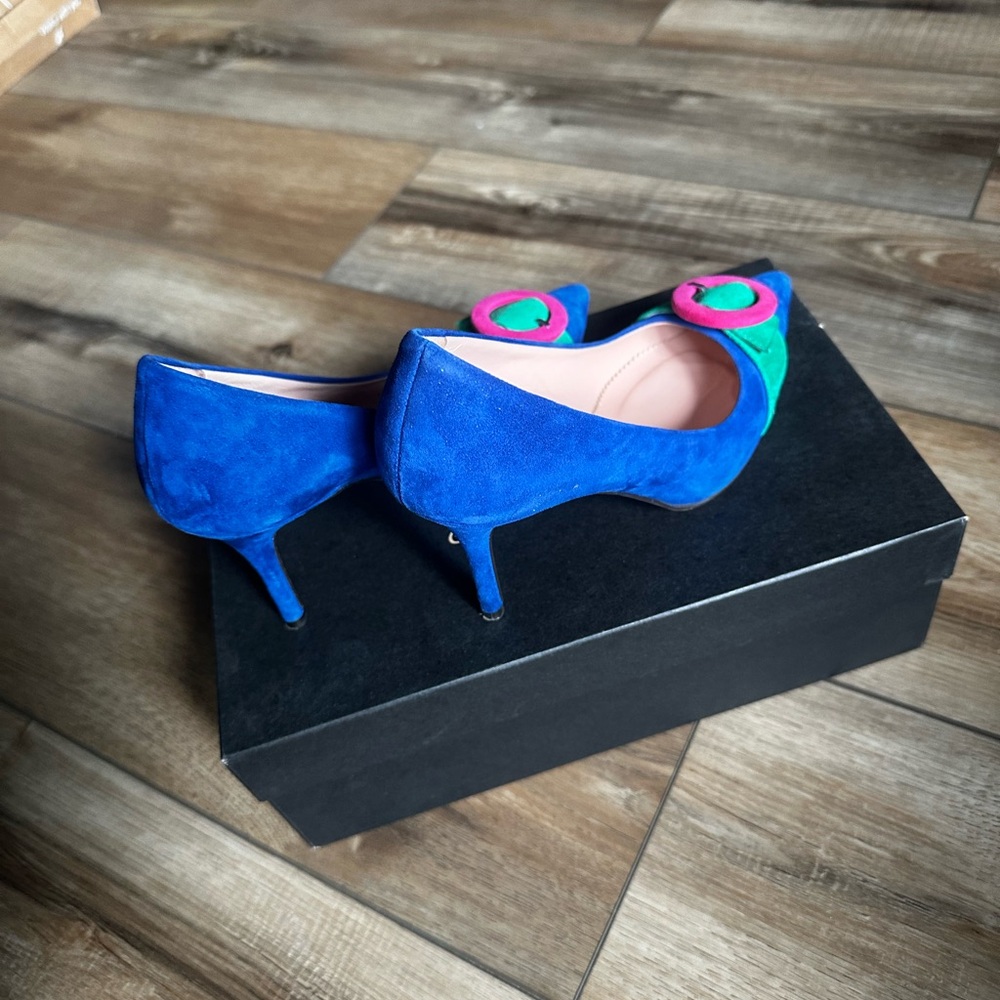 J. Crew Blue and Green Suede Heels